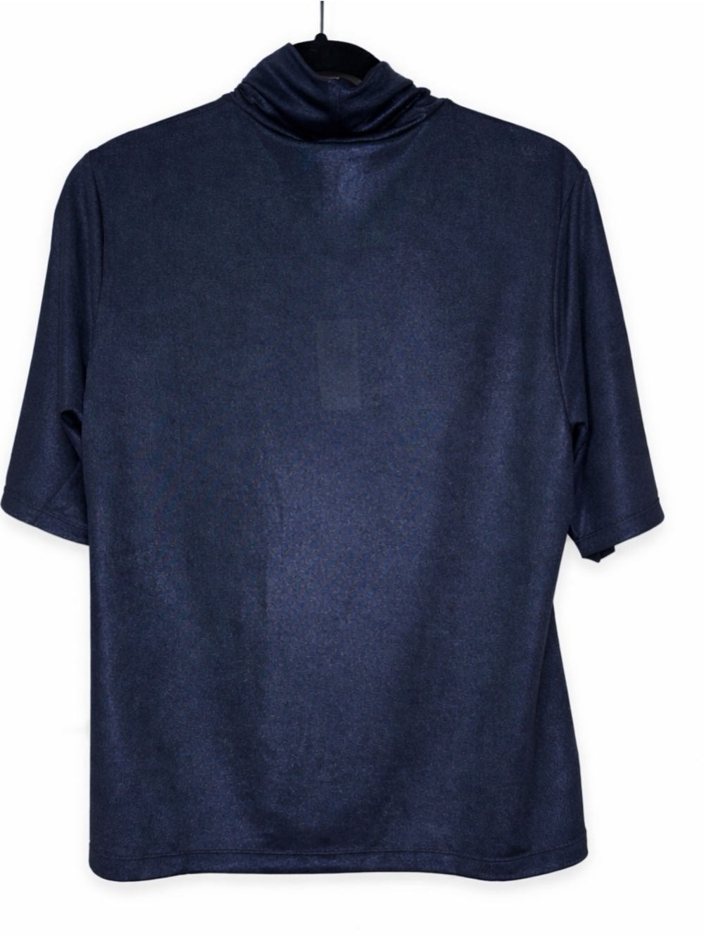 NWT Ralph Lauren navy blue sheen women short sleeve turtleneck blouse XL petite